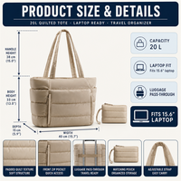 Sac fourre-tout matelassé pour femme, sac à main de travail léger et moelleux, sac à bandoulière matelassé pour enseignant(e)s et infirmières, idéal pour les voyages et la gym, Bolso Acolchado