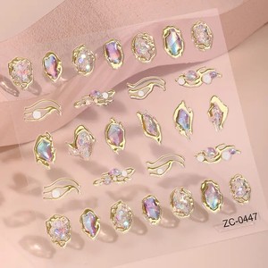 5D sirène conception ongles décalcomanies Relief pierres précieuses Style or bord Patch papillon Nail Art autocollant - Product Image 3