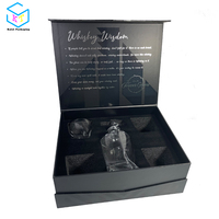 Ensemble de verres à whisky noirs personnalisés, carafe, emballage, boîte en carton avec couvercle magnétique