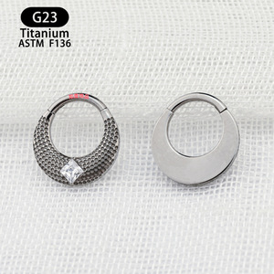 Anneau de nez en titane G23 8 mm 1,2 mm avec incrustation de zircon géométrique, bijou de piercing pour usage quotidien - Product Image 4