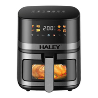 HALEY 5L 2000W Friteuse à air gris-noir avec fenêtre de visualisation LCD, préchauffage rapide, 8 programmes prédéfinis, sans huile, prête à être expédiée, personnalisable OEM