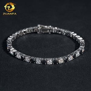 قلادة سلسلة تنس مويسانيت ملونة من AB 4 من المويسانيت الأسود والأبيض ، مجوهرات سلسلة مويسانيتي الفضة - Product Image 4