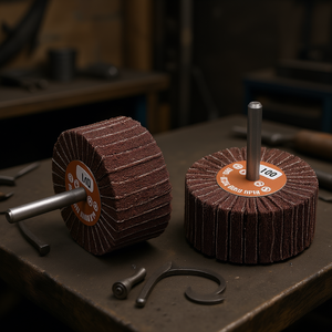 Meule abrasive Fervi à tige mixte en toile abrasive, grain 100, vitesse maximale 9000 tr/min, pour le polissage des métaux - Product Image 3