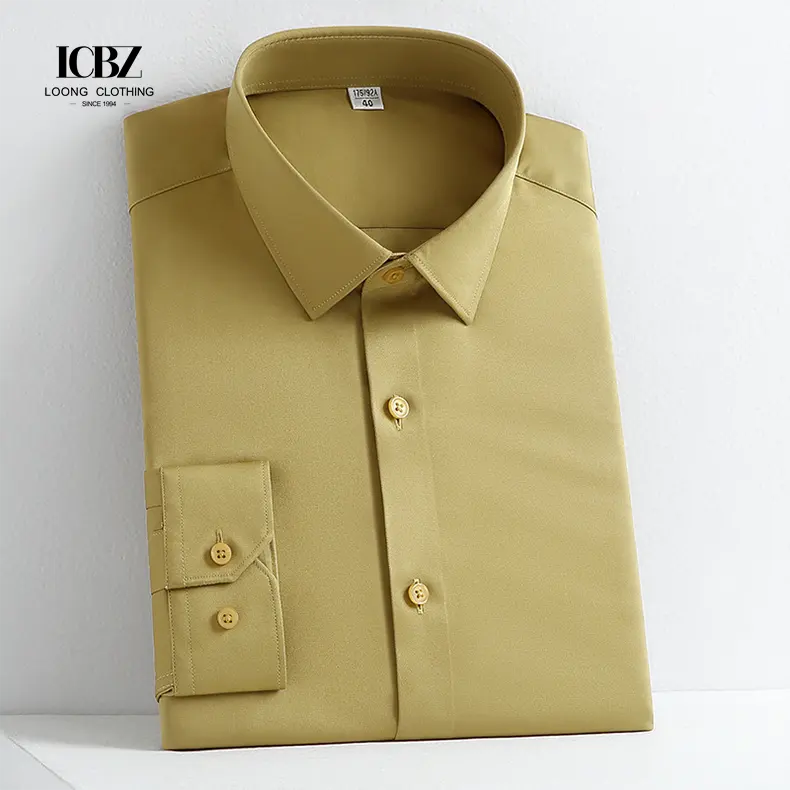 2023 Wholesale Custom Men Shirts Cotton Long Sleeve Casual Shirts Formal Dress Business Wear Pure Color Shirt For Men