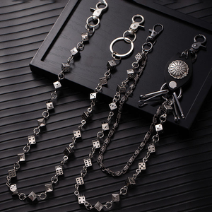 Customized fashionable silver punk dice <b>waist</b> <b>chain</b>, stainless steel waterproof <b>chain</b>, neutral hip-hop accessories, suitable for - Product Image 2
