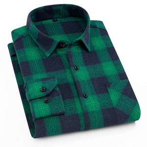 Camisa de franela de alta calidad para hombre, camisa de vestir a cuadros de manga larga de algodón 100% con botones de talla grande - Product Image 1