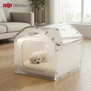 TERMEIN Maison pour chien en acrylique transparent givré, niche pour animaux de compagnie pour petits chiens et chats, mobilier pour animaux de compagnie à assembler soi-même - Product Image 2