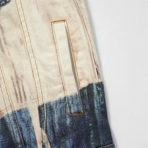 Chaqueta Bomber de Mezclilla Estampada para Hombre de Diseño Nuevo y Alta Gama, Transpirable, con Lavado Vintage, Color Combinado, Detalle de Cordón en la Espalda, Premium - Product Image 6
