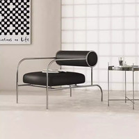 Chaise individuelle de style Ming-Qing, design minimaliste italien, en PU, luxe léger, pour salon et balcon, avec pieds en acier inoxydable, tendance vintage