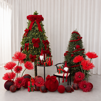 Décoration de scène de Noël avec fleurs rouges, accessoires géants en papier pour événements, décoration de mariage, affichage commercial, vitrine de centre commercial
