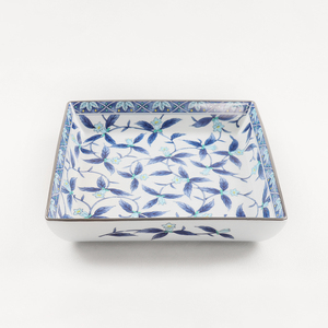 Vẽ tay màu xanh và trắng hoa văn tấm gốm vuông bộ đồ ăn bền cho tiệc khách sạn và tiệc - Product Image 2
