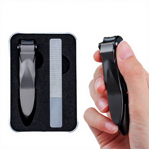 Coupe-ongles en acier inoxydable, ouverture à mâchoires larges, lame courbée avec lime en verre, boîte-cadeau, portable, pour le soin des ongles des doigts - Product Image 4