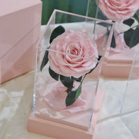 Boîte-cadeau en acrylique faite à la main Rose préservée pour la Saint-Valentin petite amie anniversaire Noël fête des mères Rose éternelle boîte-cadeau