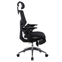 Chaise ergonomique avec appui-tête rotatif, inclinable à 140 degrés, en mesh, avec repose-pieds