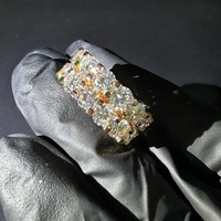 Doppelreihiger 50-Punkt-Eternity-Moissanit-Ring für Damen, Verlobungsring aus 925 Silber mit Brillantschliff und Krappenfassung, Luxuriöser Ehering