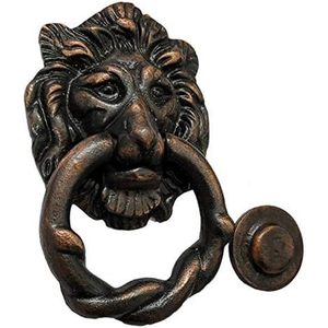Poignée de porte en fonte motif tête de lion, finition cuivre antique, traditionnelle et durable - Product Image 4