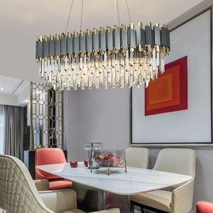 Lámpara de araña de cristal LED rectangular moderna, lámpara colgante de Interior de alta calidad para comedor, iluminación de lujo - Product Image 2