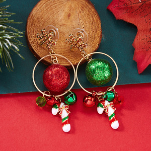 Bijoux fantaisie, boucles d'oreilles en alliage <span class=keywords><strong>punk</strong></span> pour femmes, avec un design en forme de lune, pendentif Père Noël et cloche, cadeau - Product Image 3