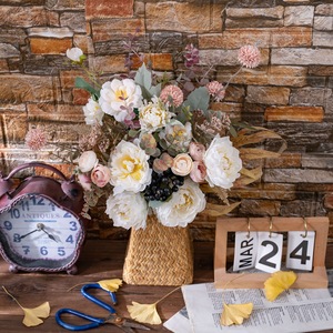 Bouquet de fleurs artificielles CallaFloral CF01421 en tissu tissé plastique, décoration d'intérieur, arrangement de mariage - Product Image 2
