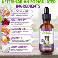 Gouttes multivitaminées liquides pour chiens 15 en 1, complément alimentaire naturel pour animaux de compagnie, soutient la santé des articulations, de la peau, du pelage et du système immunitaire du chien
