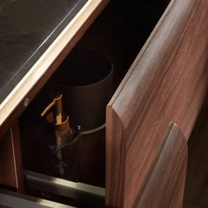 Medieval style bathroom cabinet combination modern light luxury walnut color bathroom cabinet bathroom washroom - Product Image 5