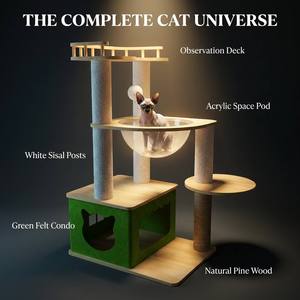 Arbre à chat multi-niveaux avec <span class=keywords><strong>bulle</strong></span> spatiale en acrylique, poteau à gratter en sisal et baldaquin d'observation pour chats d'intérieur - Product Image 6