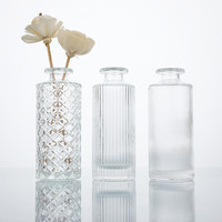Vente en gros de bouteille de diffuseur de roseau en verre vide rond clair noir mat de luxe 100ml 200ml 250ml