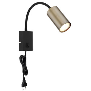 Applique da parete con faretto GU10 da 35W, 230V, finitura nichel, con interruttore, ideale per illuminazione decorativa e funzionale. - Product Image 1