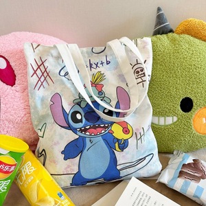 Borsa in tela all'ingrosso con cartone animato Stitch, borsa a tracolla semplice e carina, borsa tote di grande capacità, zaino scolastico in tela per studenti, peluche - Product Image 3