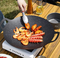 Poêle à barbecue en aluminium de haute qualité avec logo personnalisé, poêle à barbecue coréen