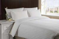 SANHOO 100% coton blanc rayure housse de couette taies d'oreiller ensembles hôtel draps de lit 4 pièces ensemble de literie