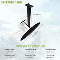 Aile avant en feuille JFS-Axis Spitfire 1100/1180, ensemble hydrofoil entièrement en carbone, logo OEM pour le surf à foil, le kite foil, le scooter