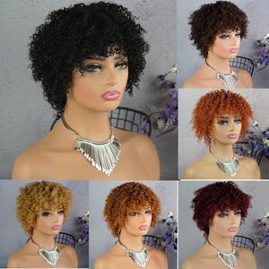 8 Inch Short <b>Pixie</b> <b>Cut</b> Jerry Non-Lace Human Hair <b>Wig</b> Honey Blonde Kinky Bang Factory Direct 100% Human Hair <b>Wig</b> - Product Image 2