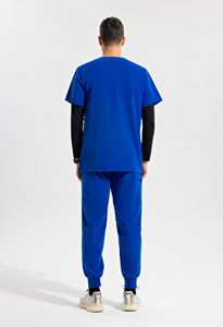 Uniforme d'infirmière personnalisé bleu royal à manches courtes, anti-rides, extensible dans <span class=keywords><strong>les</strong></span> 4 sens, uniforme d'hôpital, tenue médicale pour femmes, ensembles de blouses médicales - Product Image 2