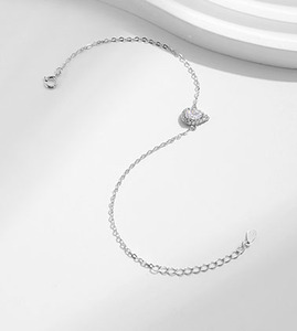 Bracelet en argent sterling 925 avec halo de zircon en forme de larme, élégant et luxueux, chaîne fine réglable, pour femmes modernes et chics, bijoux en argent fin - Product Image 4