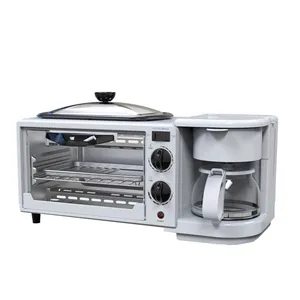 Hot Selling 3 In 1 Thuis Ontbijt Machine Koffiezetapparaat Oven Broodrooster Grill Pan Brood Broodrooster