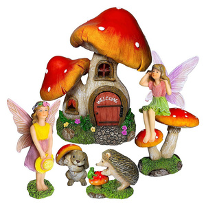 Ensemble de balançoires de jardin féerique enchanté, fées en résine avec figurines de cerfs - Product Image 6