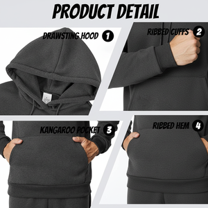 Sweat-shirts décontractés pour hommes en polyester/coton polaire, couleur unie, coupe régulière avec poche, écologiques, séchage rapide, respirants - Product Image 1