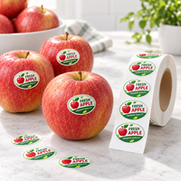 Op maat gemaakte fruit-etiketten, waterdichte klevende voedseletiketten op rol, biologische producten verpakking, barcode QR-code vinyl stickers