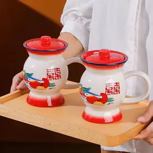 Cangkir air Spittoon keramik gaya Tiongkok 400ml kreatif mode kualitas tinggi
