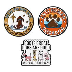 Spille Smaltate 'Dio è Grande, i Cani sono Buoni' per Laurea - Divertenti per Amanti dei Cani, in Lega di Zinco Nichelato Nero per Gioielleria all'Ingrosso - Product Image 6