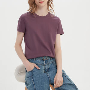 Camiseta personalizada de color sólido para mujer, Camiseta estampada de alta calidad con estilo de algodón suave y hombro liso, camisetas baratas en blanco a granel - Product Image 3