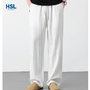Pantaloni Casual in <span class=keywords><strong>Lino</strong></span> di Alta Qualità per Uomo, Stile Estivo Leggero con Elastico in Vita e Coulisse, Gamba Larga e Fluido - Product Image 6
