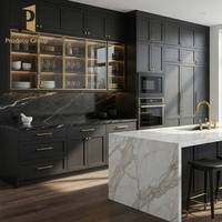 Ensemble de meubles de cuisine modernes style Shaker, laqués noirs, pour toute la maison, avec rangements intégrés