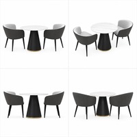 Ensemble Table et Chaises de Réception Moderne en Gros, Plateau Rond en Pierre Frittée pour Hall d'Entrée et Zone d'Attente de Bureau, Approvisionnement Direct