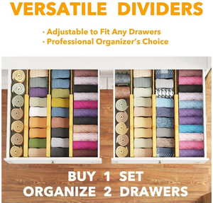 6 gói mở rộng tre Tủ Ngăn Kéo ngăn tự nhiên tổ chức cho quần áo trong Tủ lưu trữ hộp & Thùng - Product Image 3