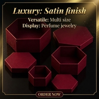Boîte cadeau hexagonale rigide bordeaux, emballage en papier de luxe, insert personnalisé pour bijoux