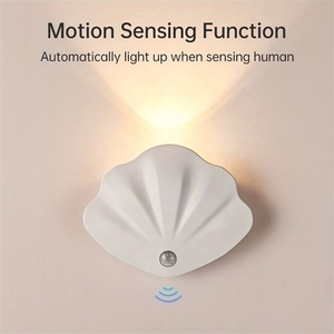 Smart Shell-shaped Human Body <b>Motion</b> <b>Sensor</b> Wall <b>Light</b> Decoration Wireless Night <b>Light</b> Lamp Indoor for Bedroom Bedside - Product Image 2