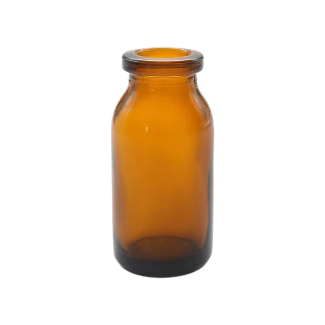 Kustomisasi produsen 15ml botol kecil cetak amber terbuat dari Kapur soda dengan sumbat karet dan tutup aluminium untuk hias