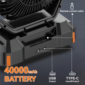 40000mAh Solar Rechargeable Wearale Remote-controlled LED <b>Light</b> Charging USB Camping Tent Fan for RV Car - Product Image 5